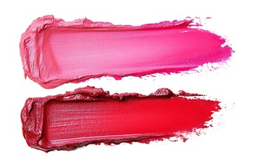 Fototapeta premium Texture of pink lipstick or acrylic paint isolated on white background.
