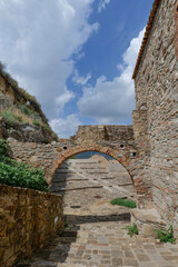 A street between the old houses of Tursi in Basilicata, Italy.