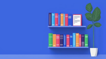 Digital Library with Colorful Books and Modern Design