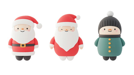 Cute and Colorful Christmas Characters Featuring Santa Claus
