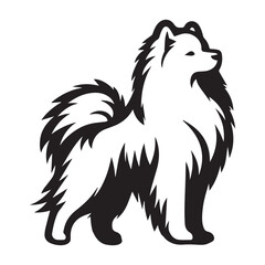 Obraz premium Samoyed Dog Standing Vector illustration in black and white 