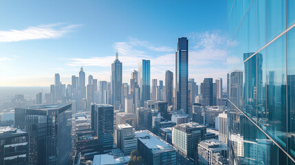 Aerial View of City Skyline and High-Rise Buildings Under Blue Sky and White Clouds