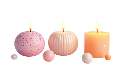 Beautifully Designed Colorful Candles with Soft Flames for Cozy Ambiance