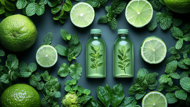 Marketing materials for a green event, with posters and online ads promoting zero-waste practices and eco-friendly vendors