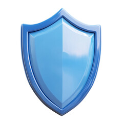  3d Blue Shield icon on white and transparent background.
