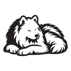 Obraz premium Samoyed Dog Sitting Vector illustration in black and white 