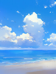 夏の青い海と空　Generative AI