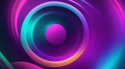 Illustration modern gowing neon colors grainy texture background pink, blue, purple and green glowing circle swirl radiant abstract design.