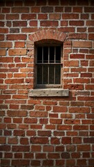 Rustic brick wall with uneven mortar lines, displaying aged brickwork beauty.