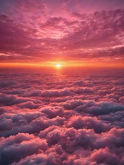 A beautiful sunrise breaking over the horizon, with shades of pink, orange, and gold coloring the sky as the sun begins to rise
