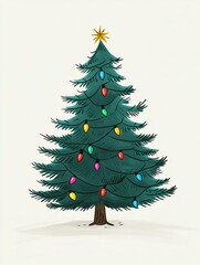 Traditional Christmas tree glowing with colorful lights, capturing the warmth and charm of holiday celebrations.