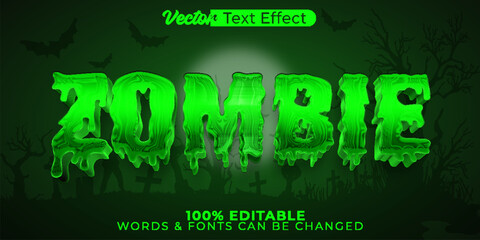 Zombie Vector Text Effect Editable Alphabet Horror Dead Hallowen Monster