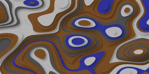 3D illustration, colorful modern papercut background vector. Topographic canyon geometric map relief texture.