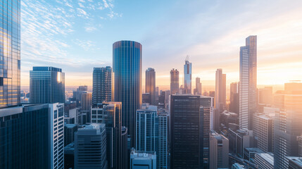 Aerial View of City Skyline and High-Rise Buildings Under Blue Sky and White Clouds