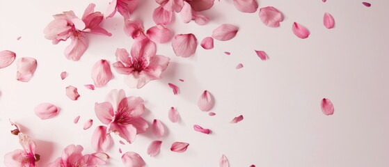 A pink background with pink flowers and pink petals