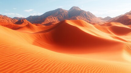 Fototapeta premium Shifting sands create mesmerizing patterns as sunlight illuminates the desert landscape