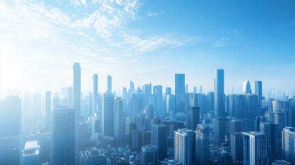 Aerial View of City Skyline and High-Rise Buildings Under Blue Sky and White Clouds