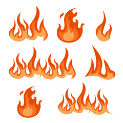 fire flames set vector illustration