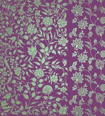 wedding card design, traditional paisley floral pattern , royal India	
