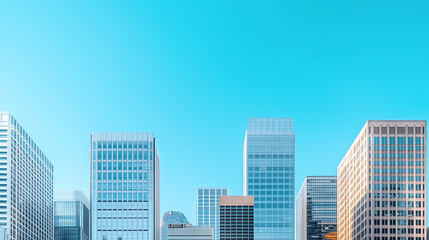 Fototapeta premium Aerial View of City Skyline and High-Rise Buildings Under Blue Sky and White Clouds