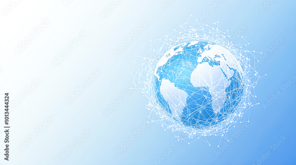 Wall mural global connectivity concept with digital network design