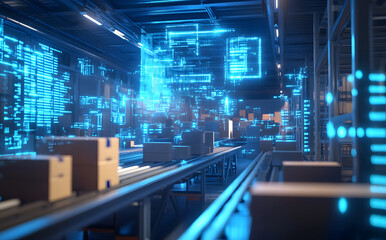 Futuristic Distribution Hub AR Visualization of Smart Logistics Operations design