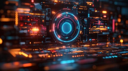 Abstract High-Tech Graphic with Vibrant Colors - Innovation and Technology Themes