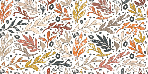 Autumn background of leaves, seamless pattern, vector design	