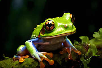 green frog on a leaf