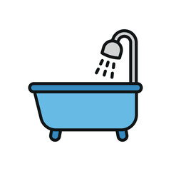 Bathtub bathroom icon vector basic design simple and modern concept graphic