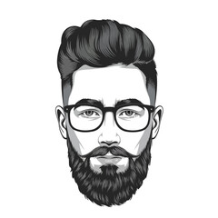 vector illustration of a bearded man