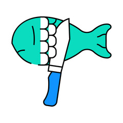 cleaning fish line icon vector. cleaning fish sign. isolated symbol illustration