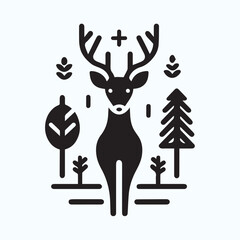 Deer logo  deer icon  deer head  vector Collection of black deer icons.Logo of deer.Deer simple icon.Reindeer vector symbols.Set of deers.