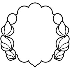 seashells frame outline coloring book page line art drawing