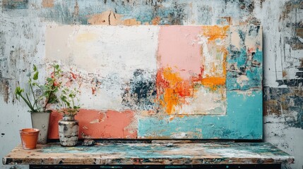 Vibrant Abstract Space with Artwork and Decor