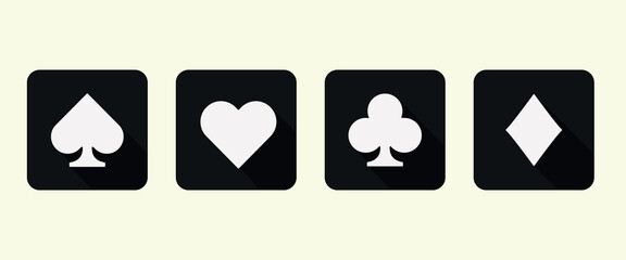 Play card black icons set