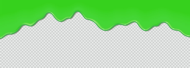 Flowing sticky liquid dark ink creating a wave of thick black oil or bitumen paint on transparent background. Realistic 3D vector illustration of top horizontal frame