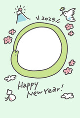 輪っかになる蛇の可愛い年賀状　2025 写真フォトフレーム