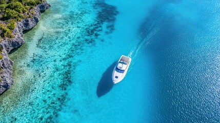 Obraz premium Luxury Yacht Sailing in Crystal Clear Tropical Waters