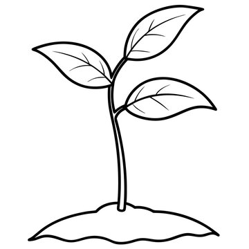 black and white sprout growing from soil clip art preview