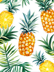 Fototapeta premium Vibrant Pineapple and Leaf Pattern Design