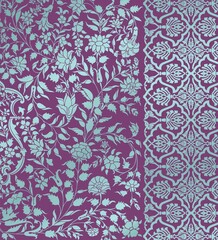 wedding card design, traditional paisley floral pattern , royal India	