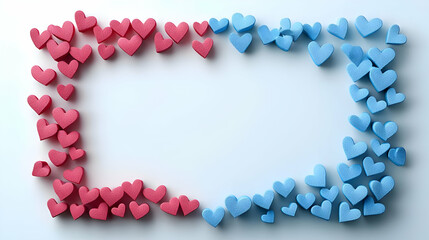 Obraz premium 3D Border Frame with Floating Hearts & Equality Symbol for Love & Human Rights Day - Ideal Copy Space for Messages of Fairness & Unity