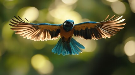 Naklejka premium Blue-winged Bird in Flight