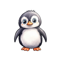 Obraz premium Adorable penguins that would be perfect for winter themed projects, children's books, and greeting cards. Generative AI
