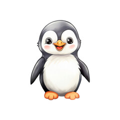 Fototapeta premium Adorable penguins that would be perfect for winter themed projects, children's books, and greeting cards. Generative AI