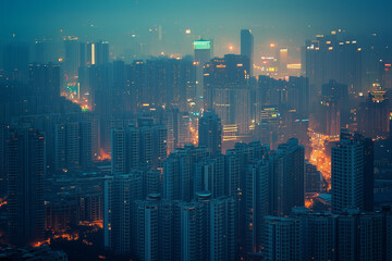 Obraz premium Evening City Skyline at Dusk