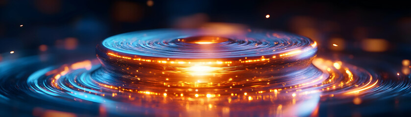 Macro Shot of a Spinning Dreidel with Embedded LED Lights Glowing Brightly, Capturing the Fusion of Tradition and Modern Design in Stock Photography
