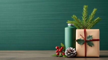 Christmas Table Decor with Gifts and Tree.