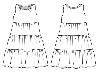 SLEEVELESS DRESS CAD WITH PRAIRIE RUFFLES